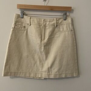 VTG Cache Gold Glitter Mini Skirt 2 Sparkly Bling Y2K Festival Holiday Party USA